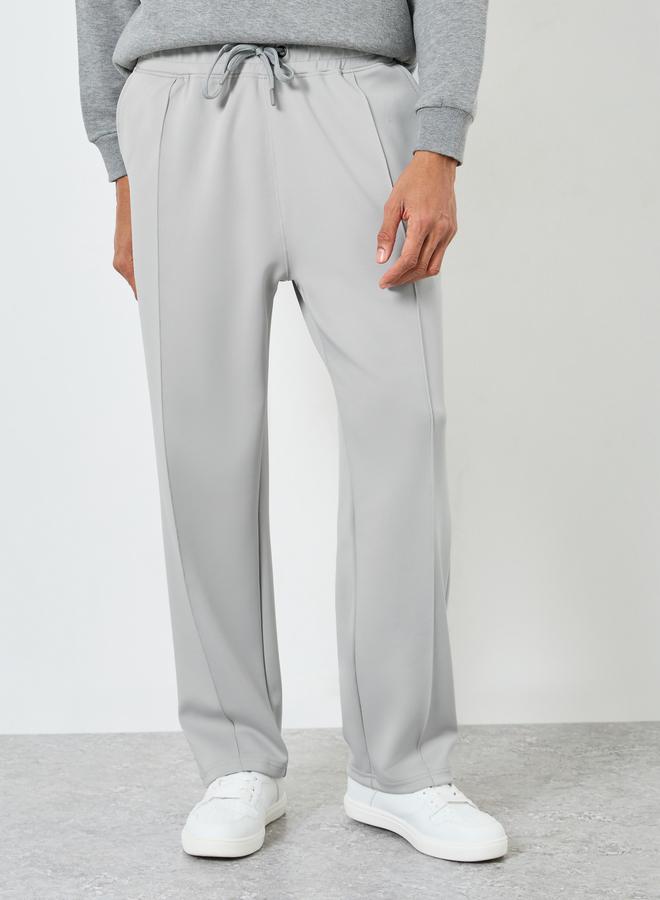 Styli Men Grey Pintuck Open Hem Relaxed Fit Joggers - Image 4